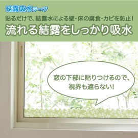 Nitoms E1072 Condensation Absorbing Tape 60 Clover Window Glass No Residue Mildew Prevention Width 2.4 x Length 35.4 inches (6 cm) x Length 35.4 inches (90 cm), 1 Roll