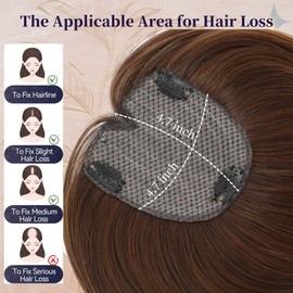 Mekylio Hair Toppers for Women clip in bangs Large Base Toppers for Women with Thinning Hair Clip Ins Fake Bangs Perfect Solution for Thinning-hair and Stylish Upgrade (Light Brown)