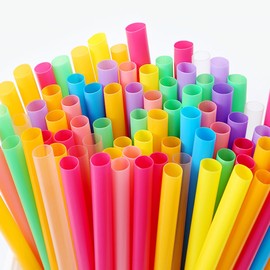 100 Pack Jumbo Smoothie Straws，8.5" Bubble Tea Straws，High Assorted Colors Milkshake Straws，Disposable Wide-mouthed Large Straw ﻿