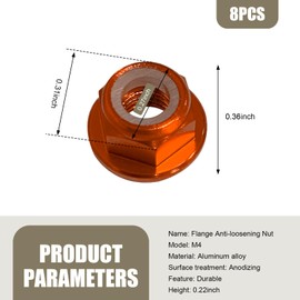 Dogary Flange M4 Lock Nuts, 8 PCS Aluminum Alloy Nylon Insert Self-Tightening Locking Hex Nuts, Multi-Function Fastening Replacement Parts, Suitable for Most Models of RC Cars (Gold)
