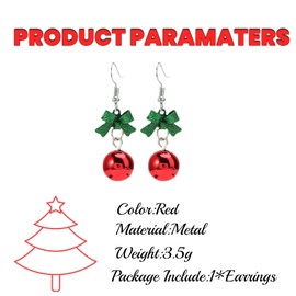 Bow Red Green Pearl Drop Dangle Earrings,Lovely Christmas Metal Dangling for Women Daughter Thanksgiving Christmas Festival Party Jewelry