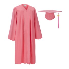 GradClassical Unisex Matte Graduation Gown Cap Tassel Set 2024 for High School and Bachelor (Pink 48"(5'3"-5'5"))