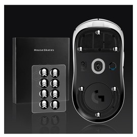 yiodelu Universal Glass Mouse Skates Smooth Durable Thin Ultra Strong Glass Mouse feet Game Mouse Accessories for All Mouse DIY Dots（6mm*8 Pieces Skull Black）