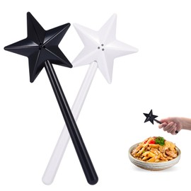 Salt & Pepper Shakers Just Add Magic, 2Pcs Wand Salt and Pepper Shakers, Cute Stars Stick Spice Dispenser with 3 Holes Magic Fairy Wand Condiment Set for Kitchen BBQ Restaurant Dining Table Decoration