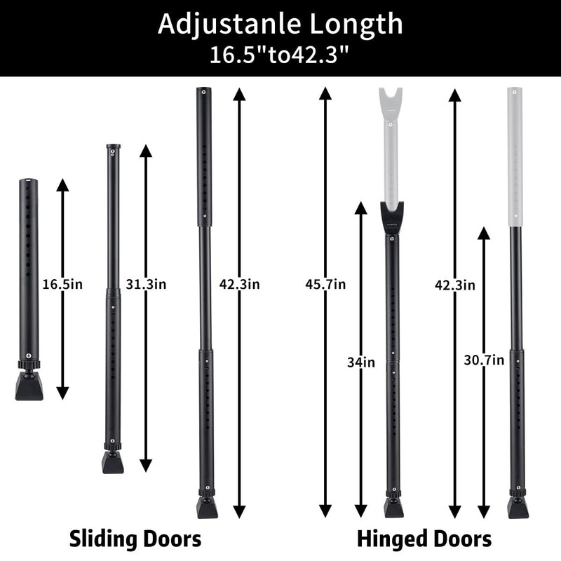 HoneSecur 2-in-1 Door Security Bar & Sliding Patio Door Stopper
