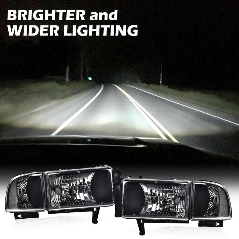 G-PLUS Headlight Lamps Compatible with 1994-2001 Dodge Ram 1500/1994-2002 Dodge