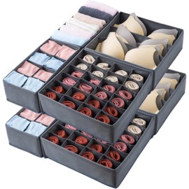 Bazasa 8 Pack Dresser Drawer Organizer Clothes Underwear Sock Storage Drawer Dividers Grey Foldable Closet Organizer Storage Box
