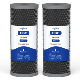 5 Micron 10" x 4.5" Whole House Sediment Carbon Block Water Filter Cartridge Replacement for WFHDC8001, CB-BB-10, FXHTC, FC15B, EP-BB, EPM-BB, CTO10BB, WCBFF975, CB-45-1005, CTO-F10B-5 (Pack of 2)