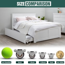 Suemisi 1.25 Inch Rubber Caster Wheels, Low Profile Casters, Mini Fixed and Quiet Rolling, Low Profile Casters for Furniture, Drawers, Storage Bins, Small Appliances (Brown 8PCS, 1.25 inch)