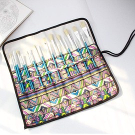 Artist Brush Bag, 20 Compartments Roll Canvas Brush Bag, Pencil Case, Storage Bag, Pen Roll for Drawing Pen, Watercolour Oil Brush Bag, 15 Inches, Without Brush (Vintage)
