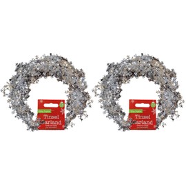 Silver Snowflake Tinsel Garland Wire | 7.5 or 15 meters | Indoor Christmas Garland | Christmas Wreath Moldable Garland (15 Meters)