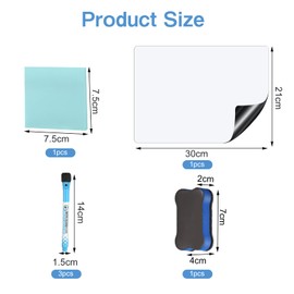 Magnetic Film Whiteboard Magnet, A4 Fridge Magnetic Board 21 x 30 cm, Whiteboard Dry Wipe Whiteboard Film with 3 Markers 1 Eraser Sticky Notes for Meal Planning