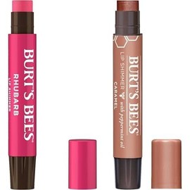 Burt's Bees Lip Shimmer for Women, Rhubarb, 0.09 Ounce + Burt's Bees Brillo Labial Hidratante - Lip Shimmer Caramel
