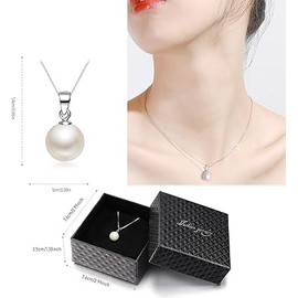 MTQ Collares de Mujer Perla, Collar Mujer Plata de Ley 925, Cadena con Dije para Mujer con Perla, Regalos para Mujeres con Exquisita Caja de Regalo