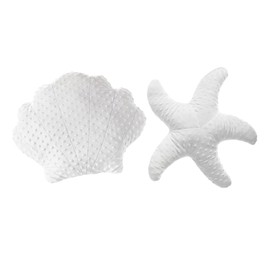 AELS Coastal Throw Pillows Set of 2, Starfish Shell Pillows, Beach Ocean Nautical Themed Smooth Soft Minky Decorative Throw Pillows, Cute Pillow for Couch Sofa Bed Living Room Bedroom Nursery, White