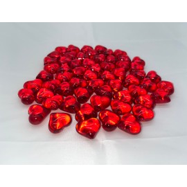 30 red large decorative hearts, luminous acrylic decorative stones, approx. 2 cm x 2 cm, dew drops, table decoration, wedding, engagement, christening Partyloon