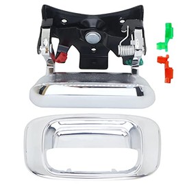 Hutdkte Chrome Tailgate Tail Gate Handle & Bezel for Chevy Silverado GMC Sierra 1500 2500 3500, 1500HD 2500HD Pickup Truck 1999-2007, 15997911 15228539