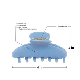 Durable Acetate Hair Clips - 4-Inch Cherry Red Claw Clips for Fine and Thick Hair (Wathet)