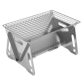 JDIEOQA Folding Campfire-Grill, Portable Stainless Steel Grate Barbeque Grill Small Camping Grill for Picnics,Backpacking,Outdoor
