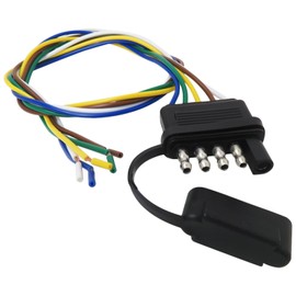 Xspeedonline Pre-Stripped 5 Pin Trailer Wiring Harness 5 Way Flat Trailer Wiring Harness Plug with 22" Wire Great for Trailer RV Boat with 5 Pin Connector with Split Wire