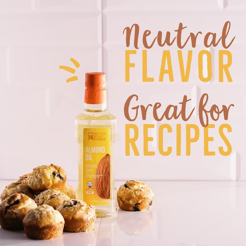 BetterBody Foods Refined Cooking Oil, Almond Oil, 16.9 Fl Oz