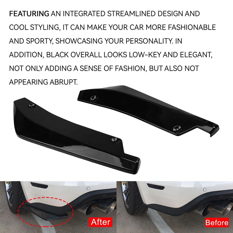 CCOQ 2PCS Car Rear Bumper Diffuser Kit, Anti-Collision Shark Fin