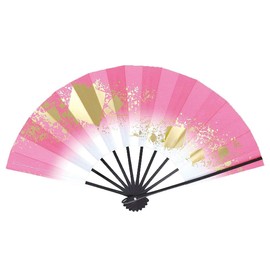Mai Fan, Love 1400 1528, Shikishi Chirashi, Red Blur, 9.0 to 5 Minutes, Black Painted Bone, Fan Box, For Dance (Pink)