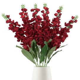 IPOPU 6pcs Red Delphinium Artificial Flowers 36.22in Silk Flowers Snapdragon Flowers Hyacinth Artificial Flowers Long Stem Flowers for Wedding Home Floral Centerpieces Decor(Red)