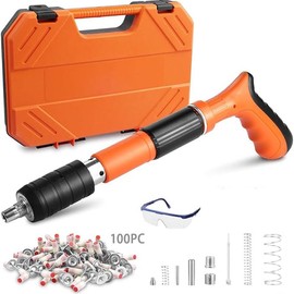 Manual Mini Steel Nail Gun 5 Gears Power Adjustable Wall Nail Guns for Ceiling，Manual Steel Nails Gun Tool, Concrete Nail Gun, Mini Portable Nail Shooting Machine with 100 Nails (Nail Gun Set)