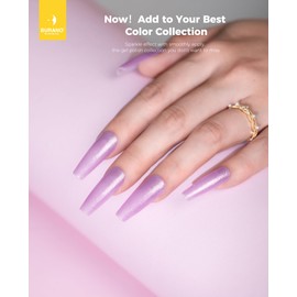 BURANO Glitter Gel Nail Polish, LED UV Nail Gel Shimmer Holographic Effect Soak off Gel Curing Required, No Chip Gel Polish Sparkle Gel Home DIY Nail Salon (Light Pink LP57)