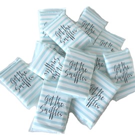 Humble Vintage Got the Sniffles Blue Stripe Design Outer Pocket Tissues 12 packs of 8 tissues Plain White