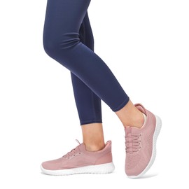 STQ Hands-Free Women's Slip On Trainers, Lightweight Slip-On Trainers, Comfortable Slip-On Shoes, Pink