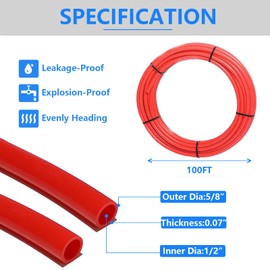 GUOFIS 1/2 Inch PEX-B Pipe/Tubing, 1 Red Roll x 100 Feet Length PEX Tubing Pipes, for Potable Hot/Cold Water Plumbing Application, with Pipe Cutter