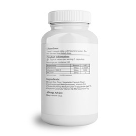 Hey Nutrition Vitamin D3 & K2 MK-7-100ug Each with MCT Oil - Suitable for Vegetarians - Support Healthy Bones, Teeth, Muscles, Immune Function, and Fatigue - Non-GMO, 360 Vegetarian Capsules