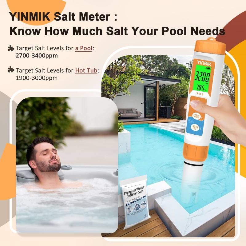 YINMIK Pool Salt Tester New Update 5 in 1 pH