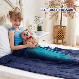 yescool Weighted Blanket 7 Pounds Cooling Weighted Lap Blanket, Blue Heavy Blanket for Sleeping, Washable Weighted Throw Blanket for 60-80lbs, 40"x60"