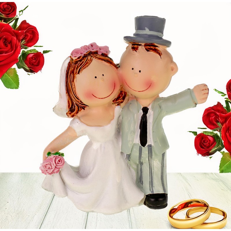 Hobbyfun Hochzeitspaar als Tortendeko winken 90 mm Brauthochzeitsdeko Brautpaar