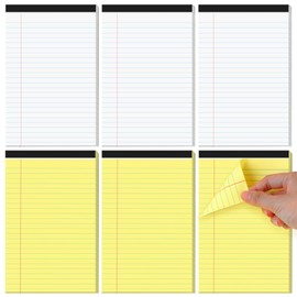 Utron 6 PCS Small Legal Pads 5x8 Yellow and White, Narrow Ruled Small Note Pads, Micro Perforated Writing Pad, College Ruled Legal Notepads 5x8 for Study, Office, To-Do Lists(30 Sheets/Small Notepad)