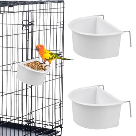 Comedero para pájaros, 2 comederos de plástico para Comida y Agua, Accesorios para jaulas de pájaros, comederos Colgantes para Loros, pájaros pequeños, Palomas y periquitos.