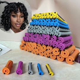 100pcs Perm Rods Set for Natural Hair Plastic Cold Wave Rods Hair Rollers Curling Rod for Women DIY Hairdressing Tools（Orange+Purple+Gray+Blue+Yellow）