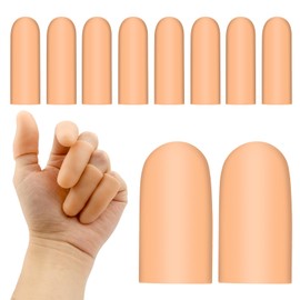 10PCS Gel Finger Cots, Silicone Finger Cots, Nitrile Finger Sleeves Cover Protection for Finger Tips, Gel Finger Covers, Silicone Heat Insulation Finger Cots Assorted Sizes (Nude)