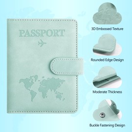 Passport Holder, PU Passport Holder, Portable Universal Travel Case for Passport, Credit Cards, Business Cards, Boarding Passes and Tickets, lightblue