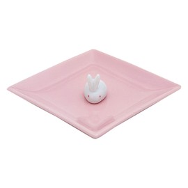 Ceramic Incense Plate & Rabbit Incense Holder (Pink)