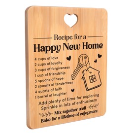 House Warming Gifts New Home,New Home Gifts-Bamboo Cutting Board,New Home Gifts for Couple, Friends,Women,Gifts for New Home Recipe for a Happy New Home