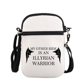 PLITI Bat Boys Gift Sarah J Maas Fan Gift My Other Ride Is An Illyrian Warrior Acotar Crossbody Bag For Book Lover, Illyrian Warrior Zcbagu