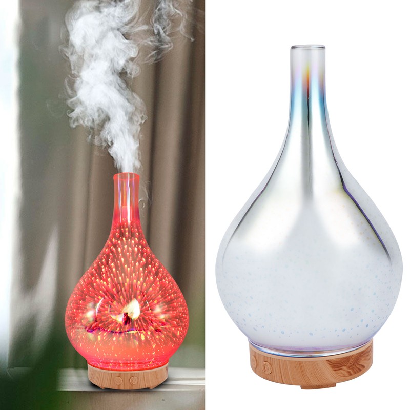 100ml Glass Essential Oil Aroma Diffuser Colorful Light Ultrasonic Humidifier