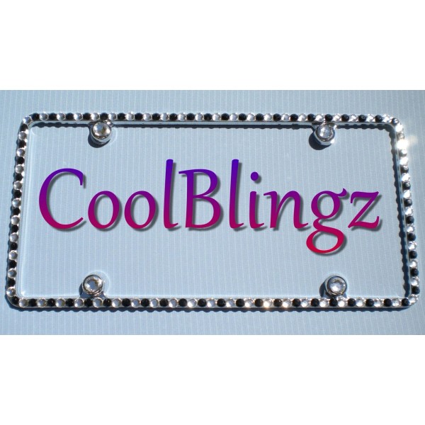 Cool Blingz Thin JET BLACK and CLEAR CRYSTAL Rhinestone Bling