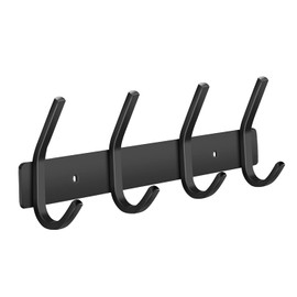 JOLY FANG Wall Coat Hook, Black Coat Rack, Stainless Steel, Hook Rack for Bedroom, Bathroom, Kitchen (Black, 4 Hooks)
