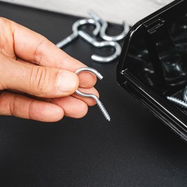 HELPMATE Screw Hooks Curved 40 x 3.0 x 15 x 9 mm - Galvanised Steel - Pack of 50 - Hooks for Wall or Ceiling Mounting