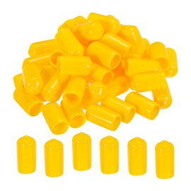 MECCANIXITY 100pcs 3/8 inch(10mm) Rubber End Caps Cover PVC Vinyl Screw Thread Protector Round Wire Shelf Caps for Screw Bolt Pipe Fence Post, Yellow